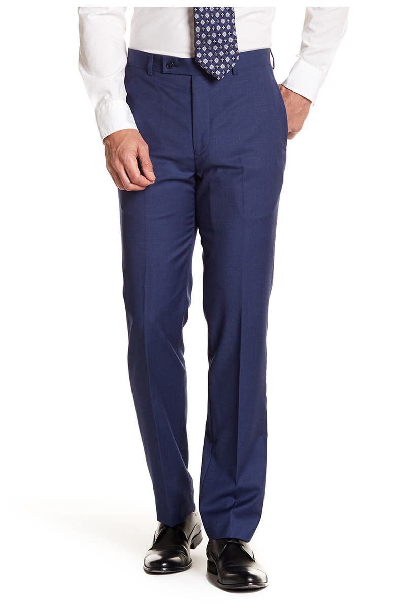 Calvin Klein Solid Bright Blue Wool Suit Separates Pants, Main, color, Blue