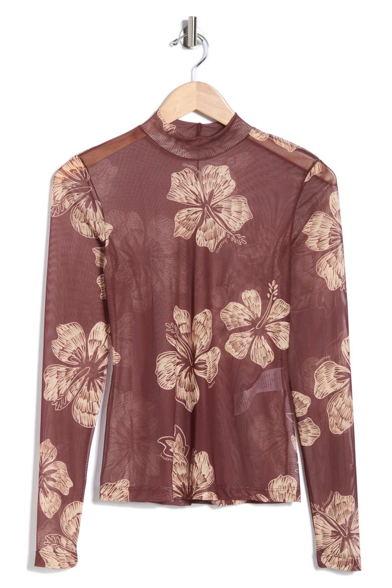 Second Skin Long Sleeve Mock Neck Top, Alternate, color, GRUMARI