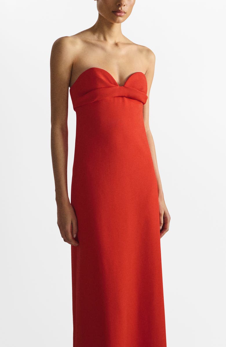 MANGO Strapless Sweetheart Maxi Dress, Alternate, color, Red