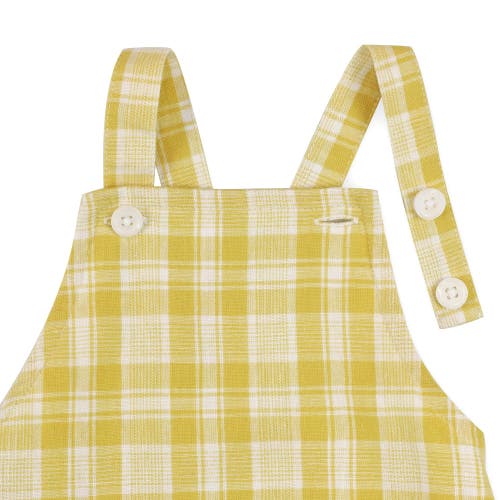 Shop Hope & Henry Baby Shortie Overall Romper, Infant In Yellow Plaid Linen