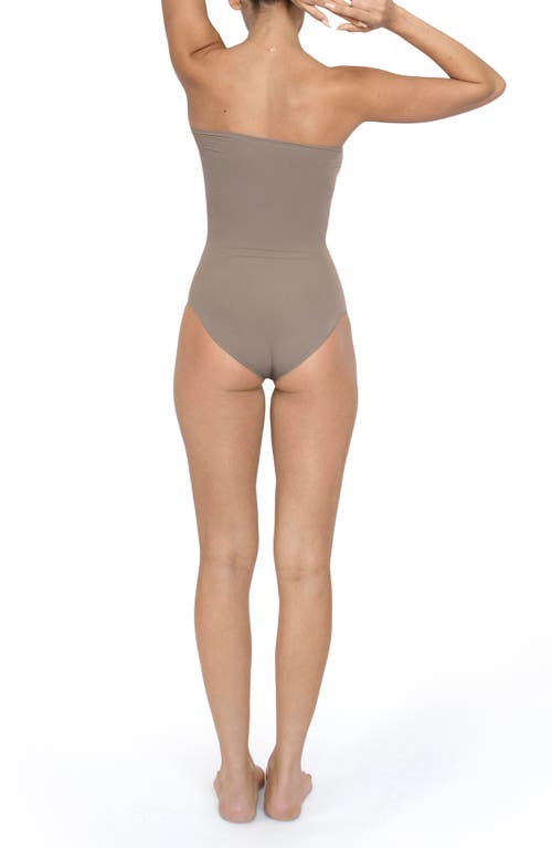 Noody Ultra-thin Seamless Forming Strapless Bodysuit In Gray