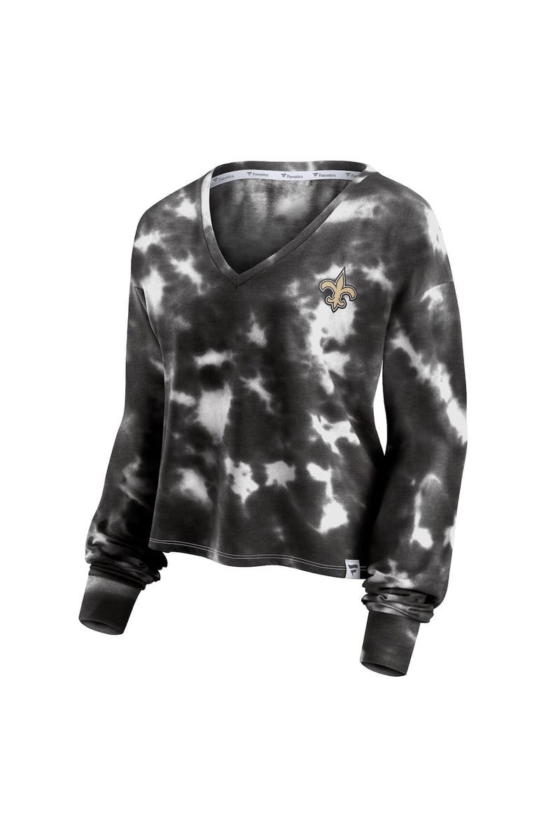 FANATICS Women's Fanatics Branded White/Black New Orleans Saints Sport Resort Tie-Dye V-Neck Long Sleeve T-Shirt, Alternate, color, 