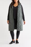 Zella Long Hooded Puffer Vest