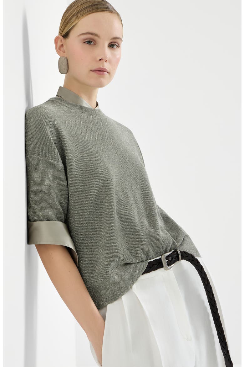 Sparkling linen sweater, Alternate, color, Military
