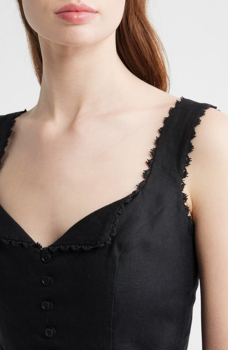 Reformation Viola Linen Tank, Alternate, color, Black