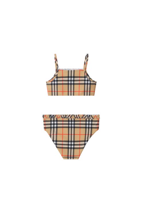 Burberry Ruffe Trim Check Bikini In Neutral