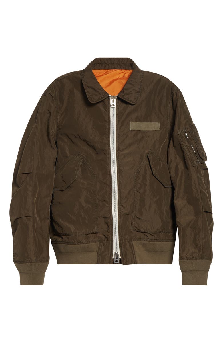 Sacai Treated Nylon Twill Jacket, Main, color, Dark Khaki