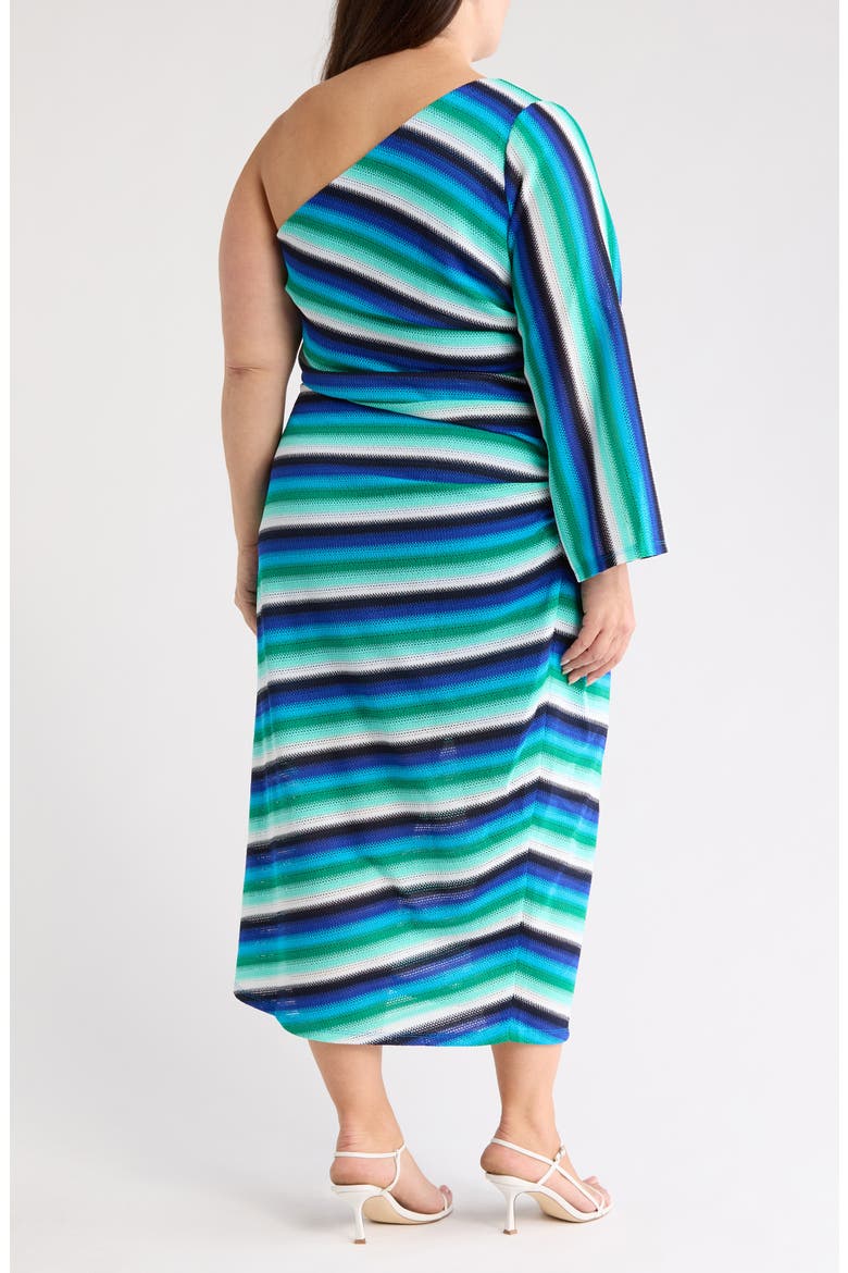 Stripe One-Shoulder Ruched Shift Dress, Alternate, color, BLUE COMBO 2