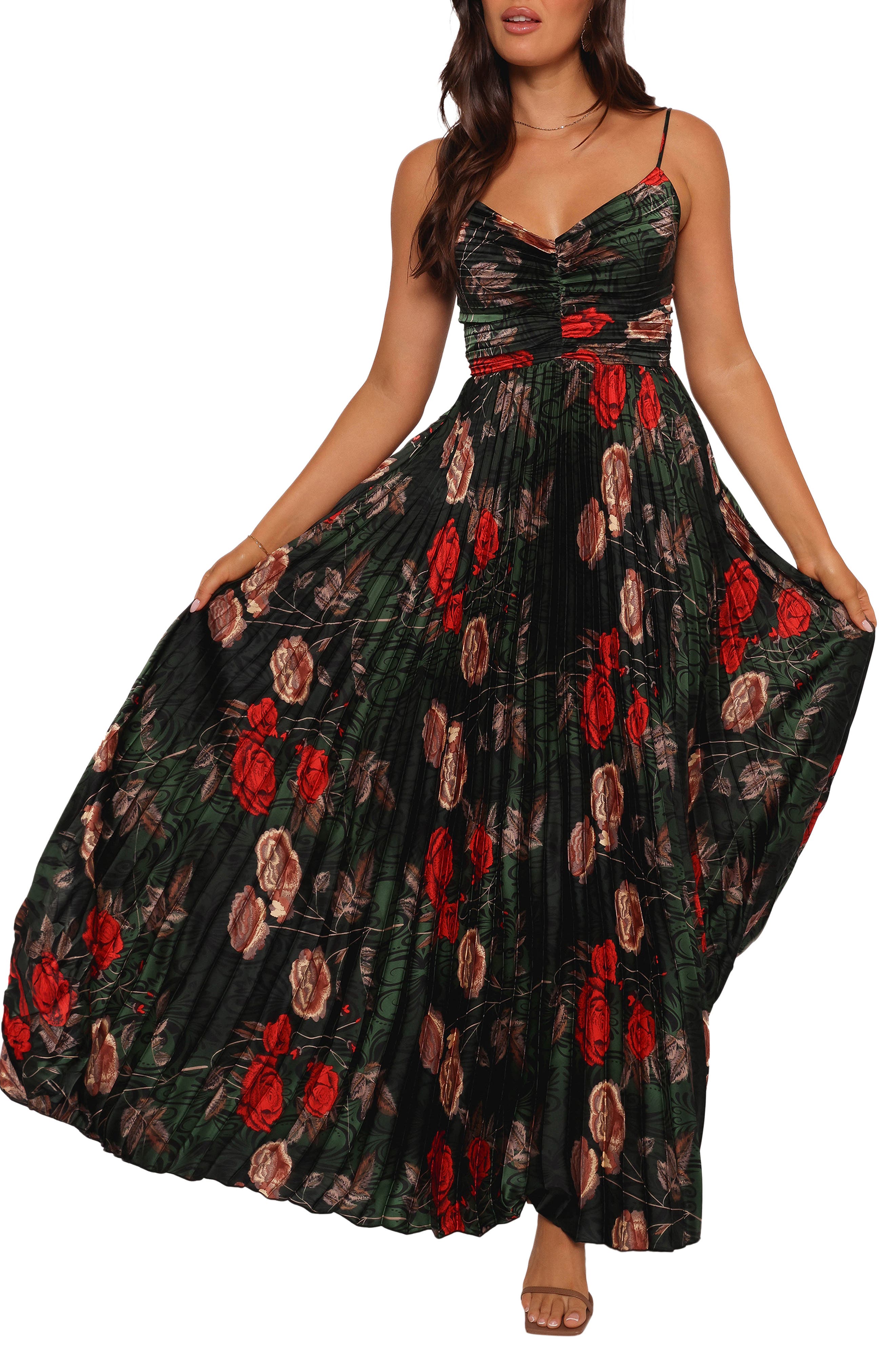 Petal & Pup Naira Floral Pleated Maxi Dress