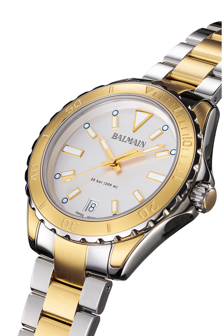 Ophrys Dive Two-Tone Bracelet Watch, 38.5mm, Alternate, color, TWO TONE