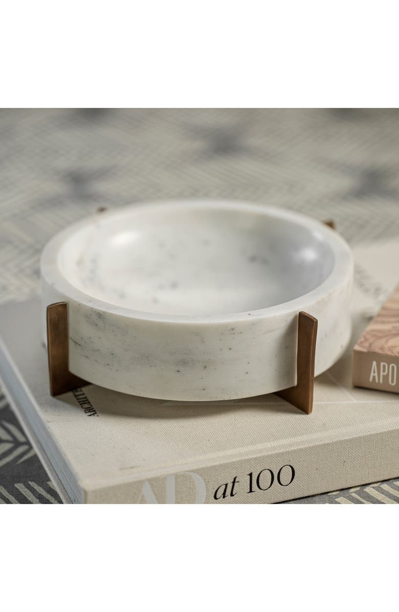 Zodax Catania Marble Footed Bowl, Alternate, color, White/ Gold