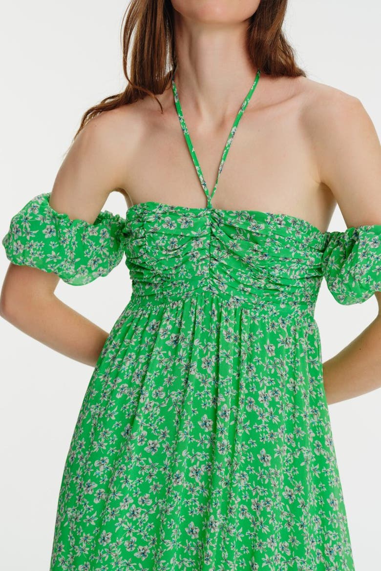 Halter Neck Floral Chiffon Midi Dress, Alternate, color, ORIGINAL