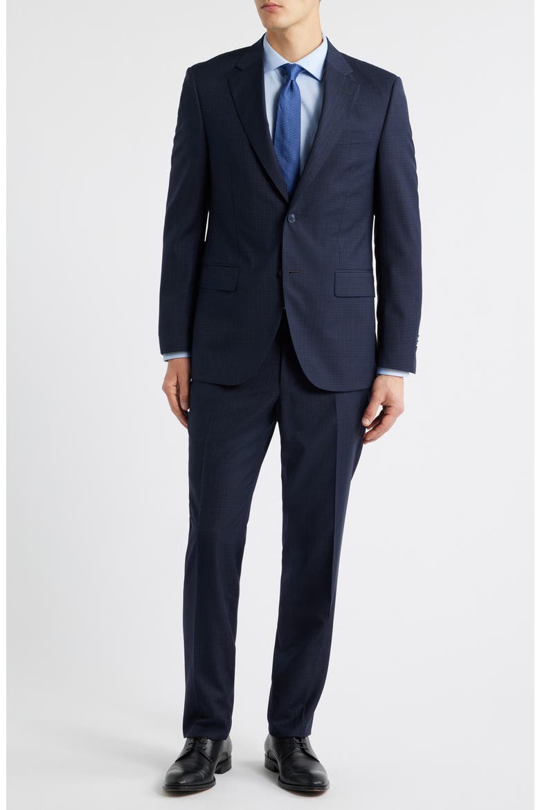 Flynn Classic Fit Plaid Wool Suit, Main, color, NAVY