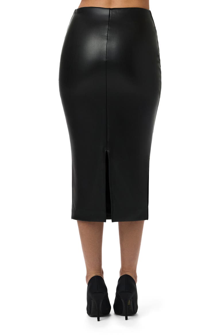 Faux Leather Midi Skirt, Alternate, color, BLACK