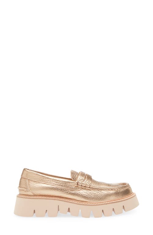 Pedro Garcia Sebas Lug Metallic Penny Loafer In Cava Cervo Lame