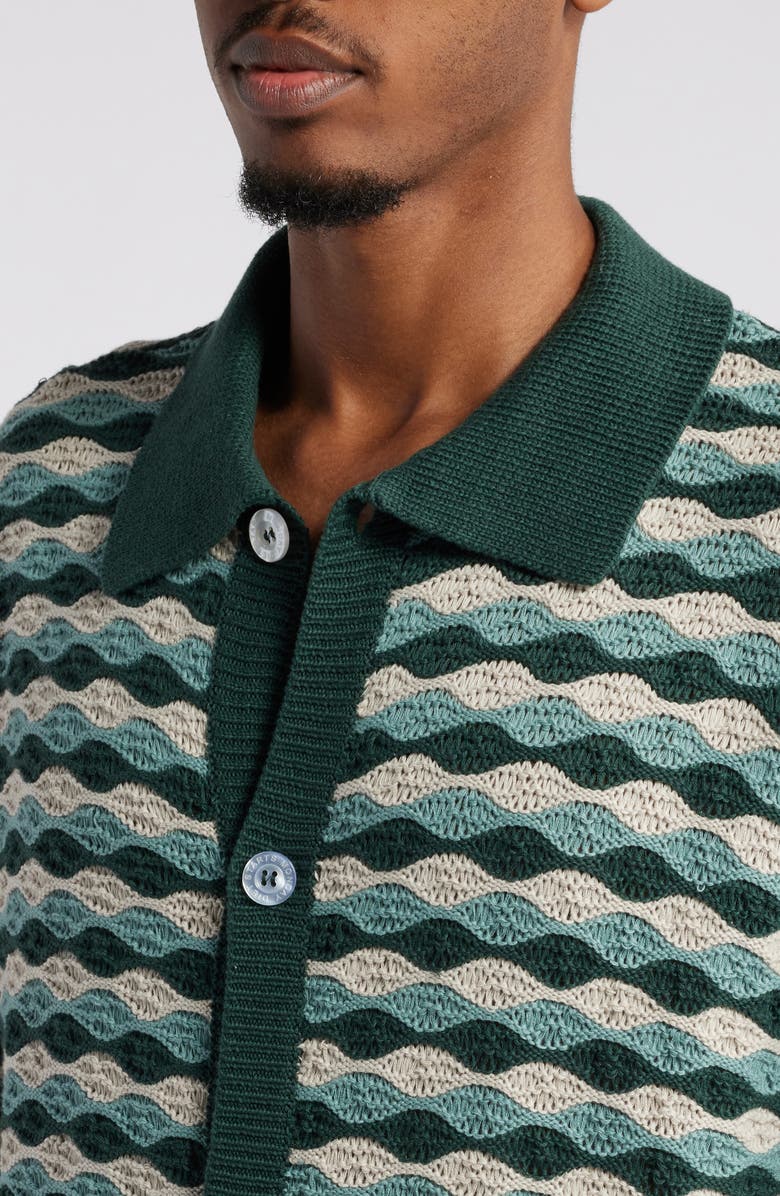 DIET STARTS MONDAY Beach Wave Open Stitch Polo Sweater, Alternate, color, 