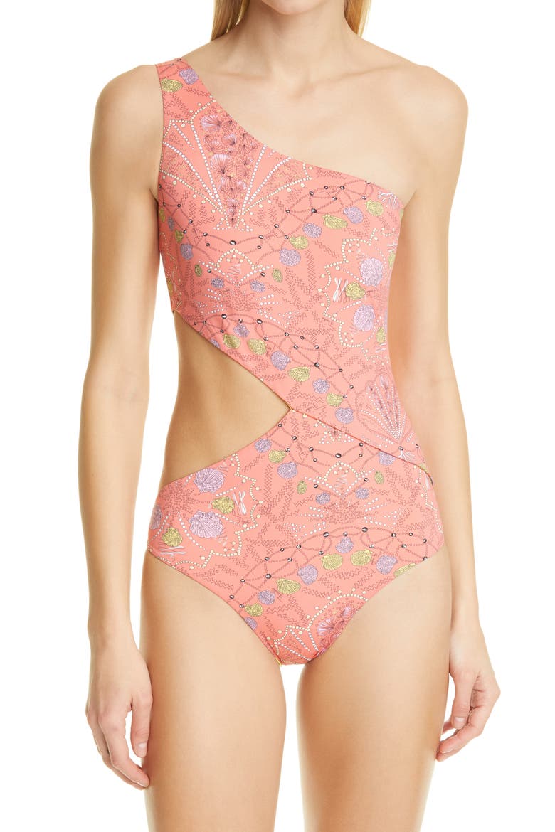 Cutout One-Piece Swimsuit, Main, color, CORAL
