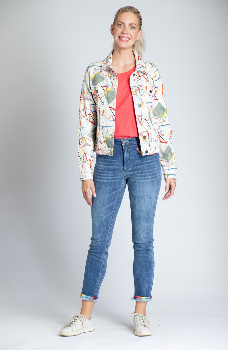 APNY Line Print Denim Jacket, Alternate, color, 