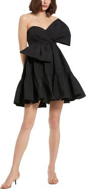 Mac Duggal Faille Strapless Twist Bow Mini Dress