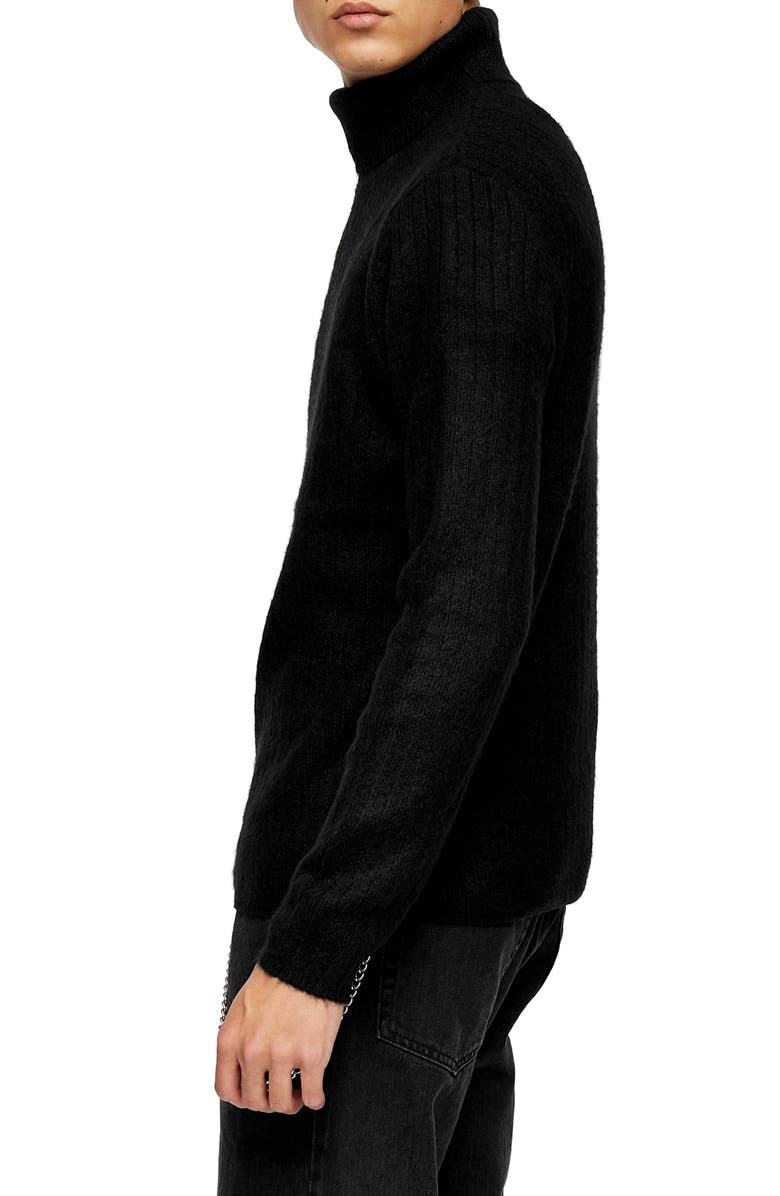 Topman Harlow Ribbed Turtleneck Sweater, Alternate, color, 
