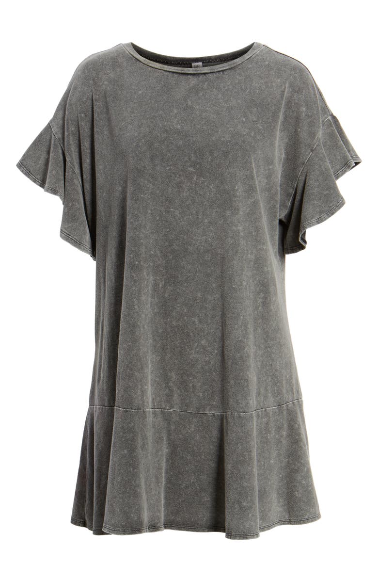 BP. Stonewash Ruffle Trim Dress, Alternate, color, 