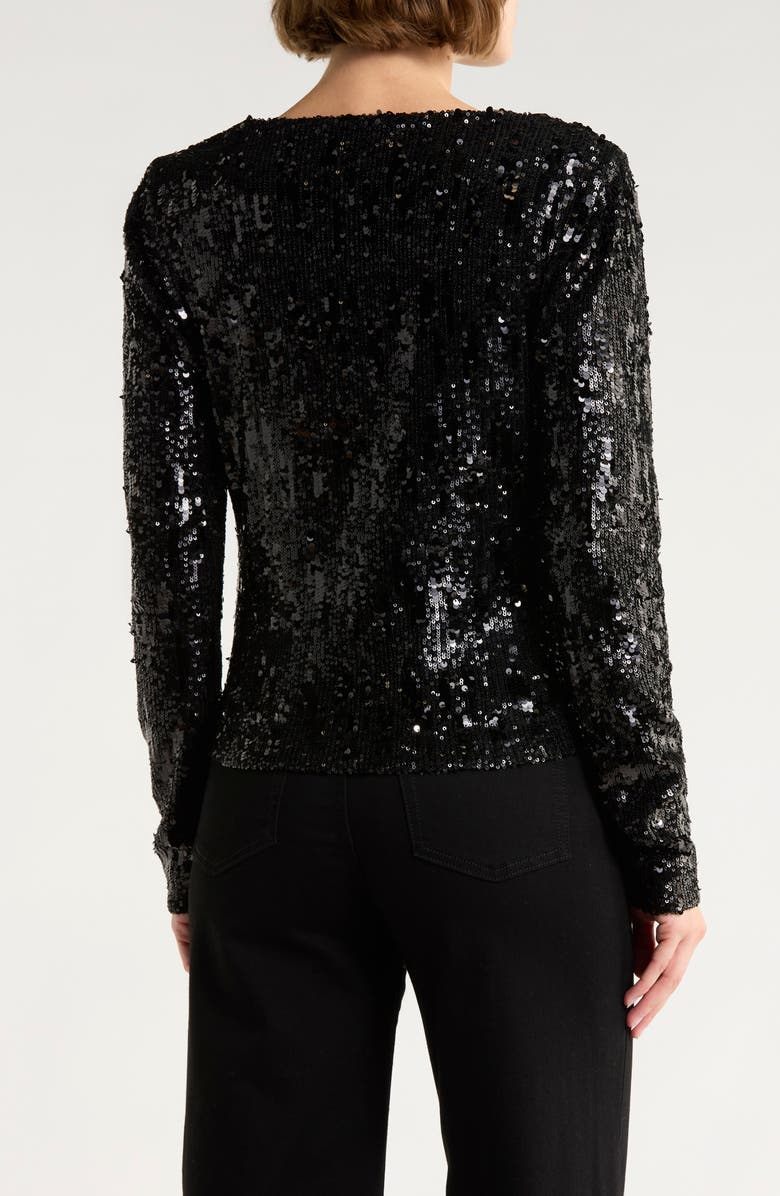 Ramy Brook Nicole Long Sleeve Sequin Top, Alternate, color, Black Sequins