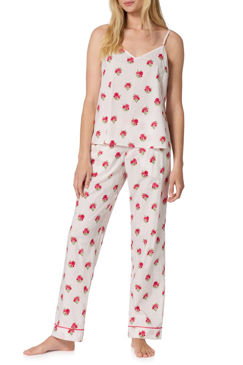 Print Cotton Crop Pajamas, Alternate, color, CELESTE
