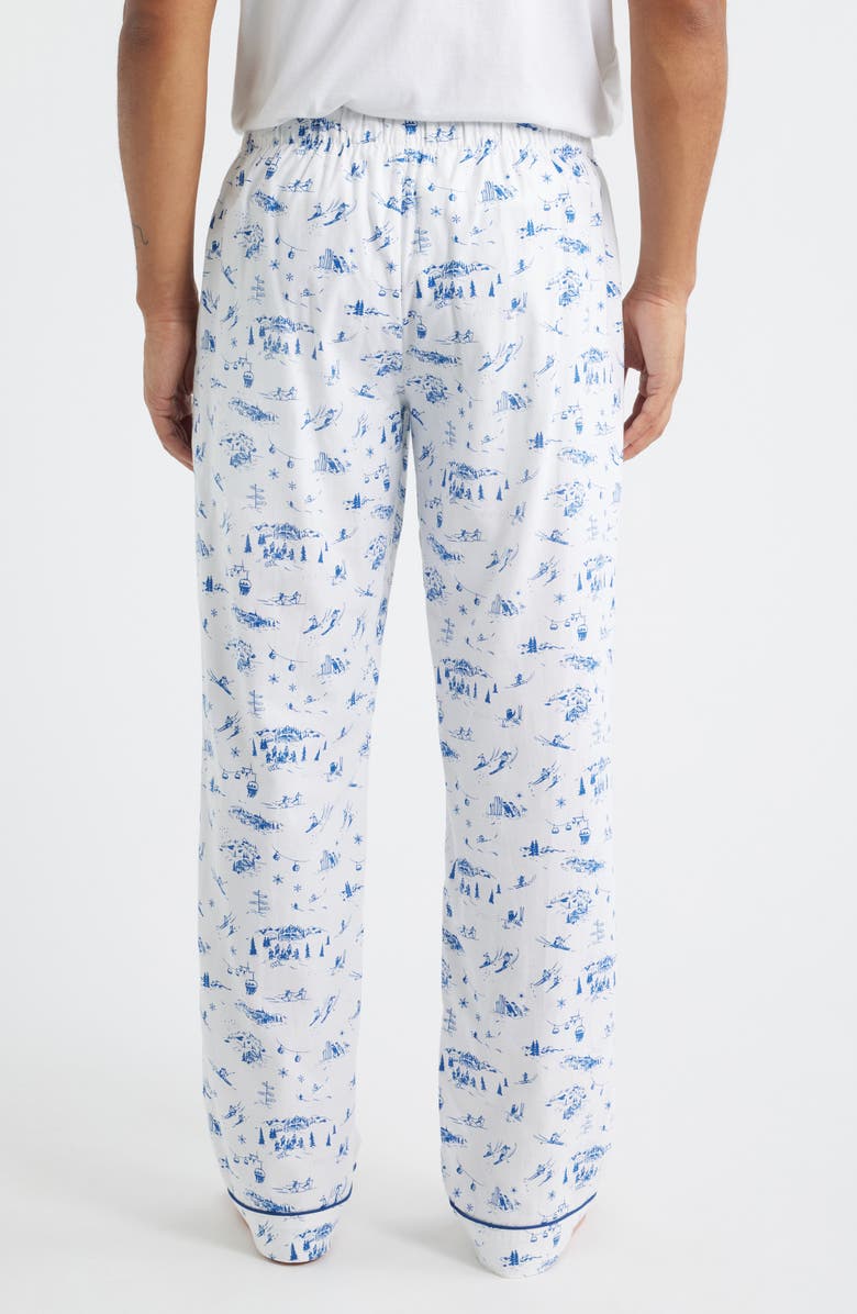 Petite Plume Après Ski Brushed Cotton Twill Pajama Pants, Alternate, color, Navy