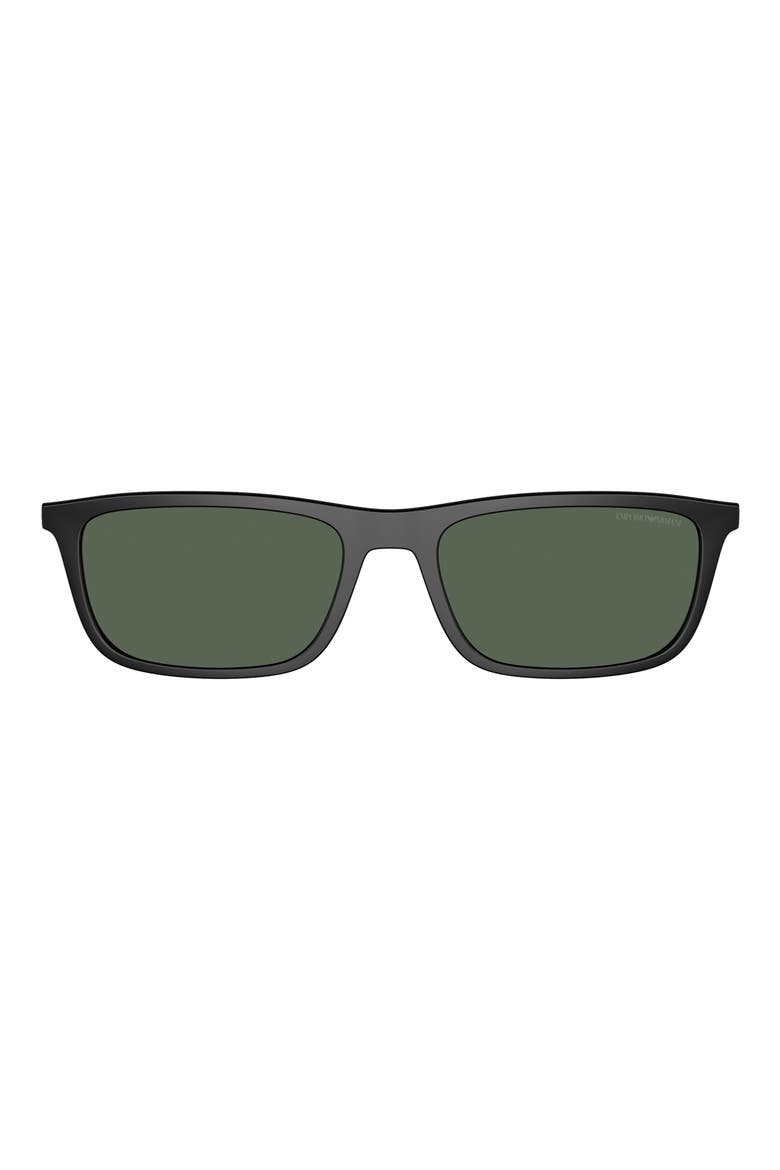 55mm Rectangular Sunglasses, Main, color, MATTE BLACK / DARK GREEN