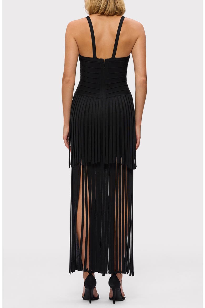 The Vivienne Fringe Gown, Alternate, color, BLACK