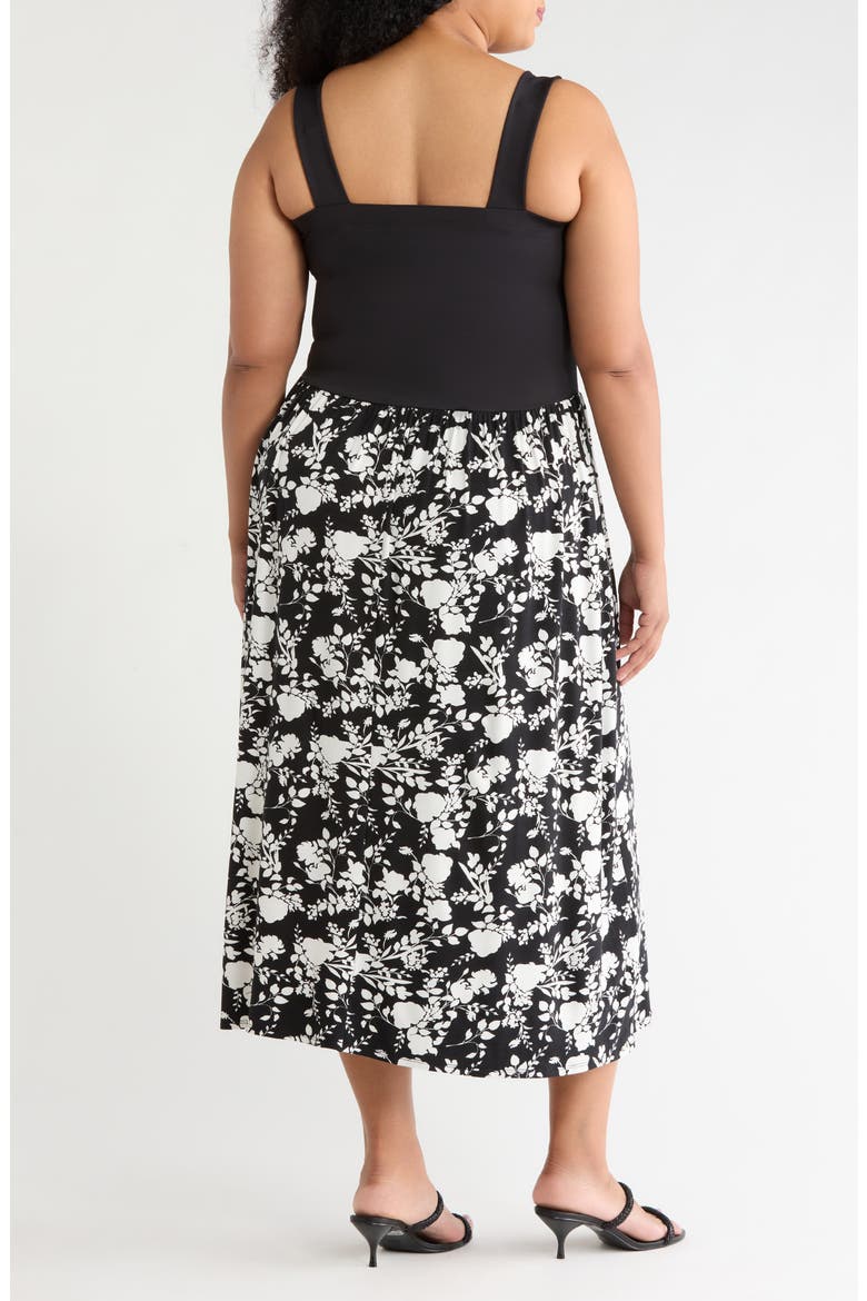Patterned Skirt Strap Dress, Alternate, color, BLACKIVORY