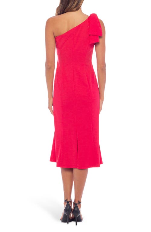 Marina One-shoulder Bow Crepe Midi Dress In Coral