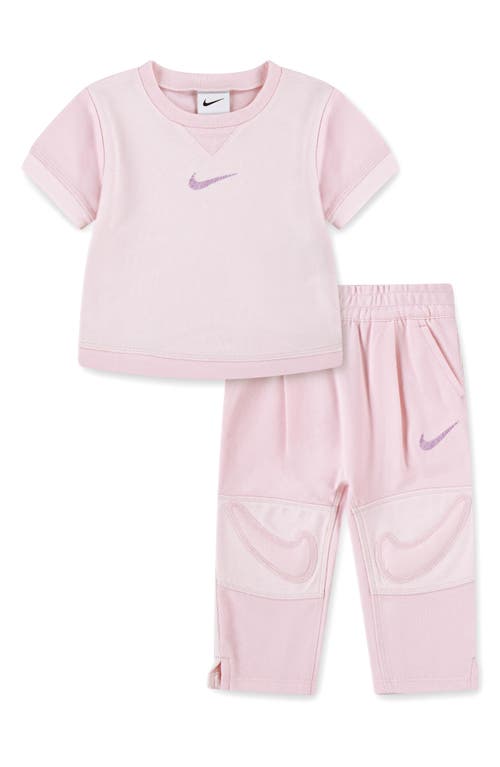 Nike Readyset T-shirt & Pants Set In Pink Foam