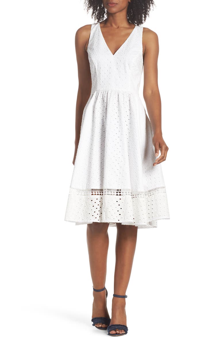 Eliza J Bow Back Eyelet Sundress, Main, color, 