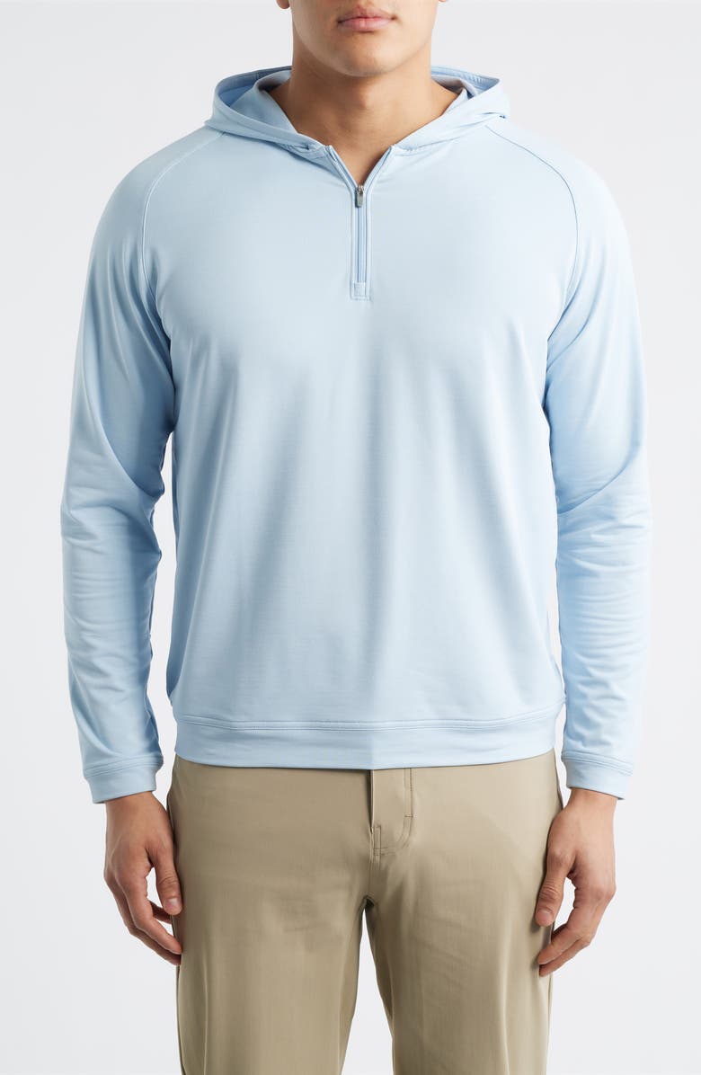 Peter Millar Pine Performance Quarter Zip Hoodie, Main, color, Stream Blue