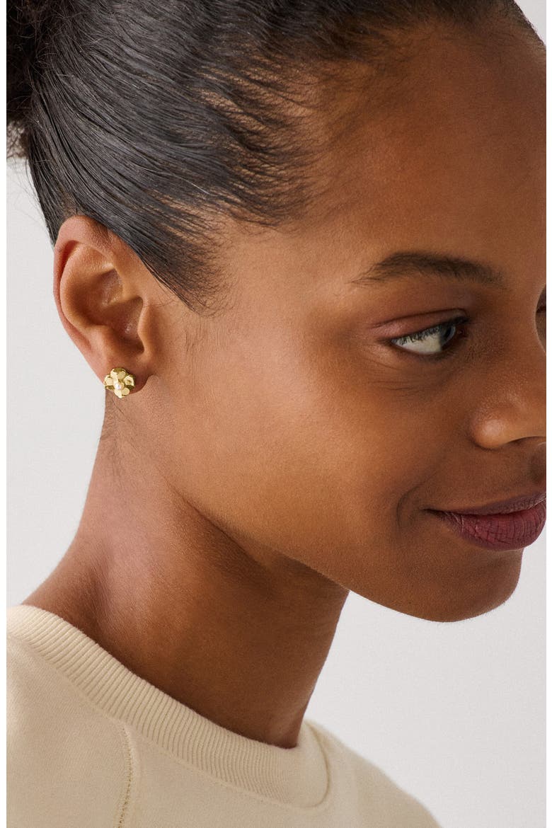 flower stud earrings, Alternate, color, GOLD/ CREAM