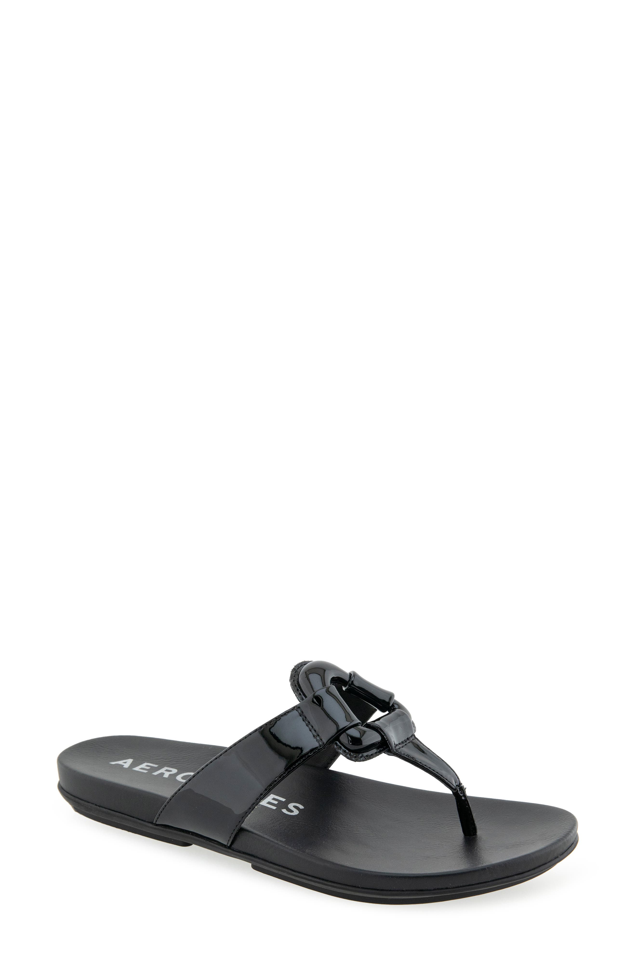 Aerosoles Fallon Harness Sandal, Main, color, Black Patent Faux Leather