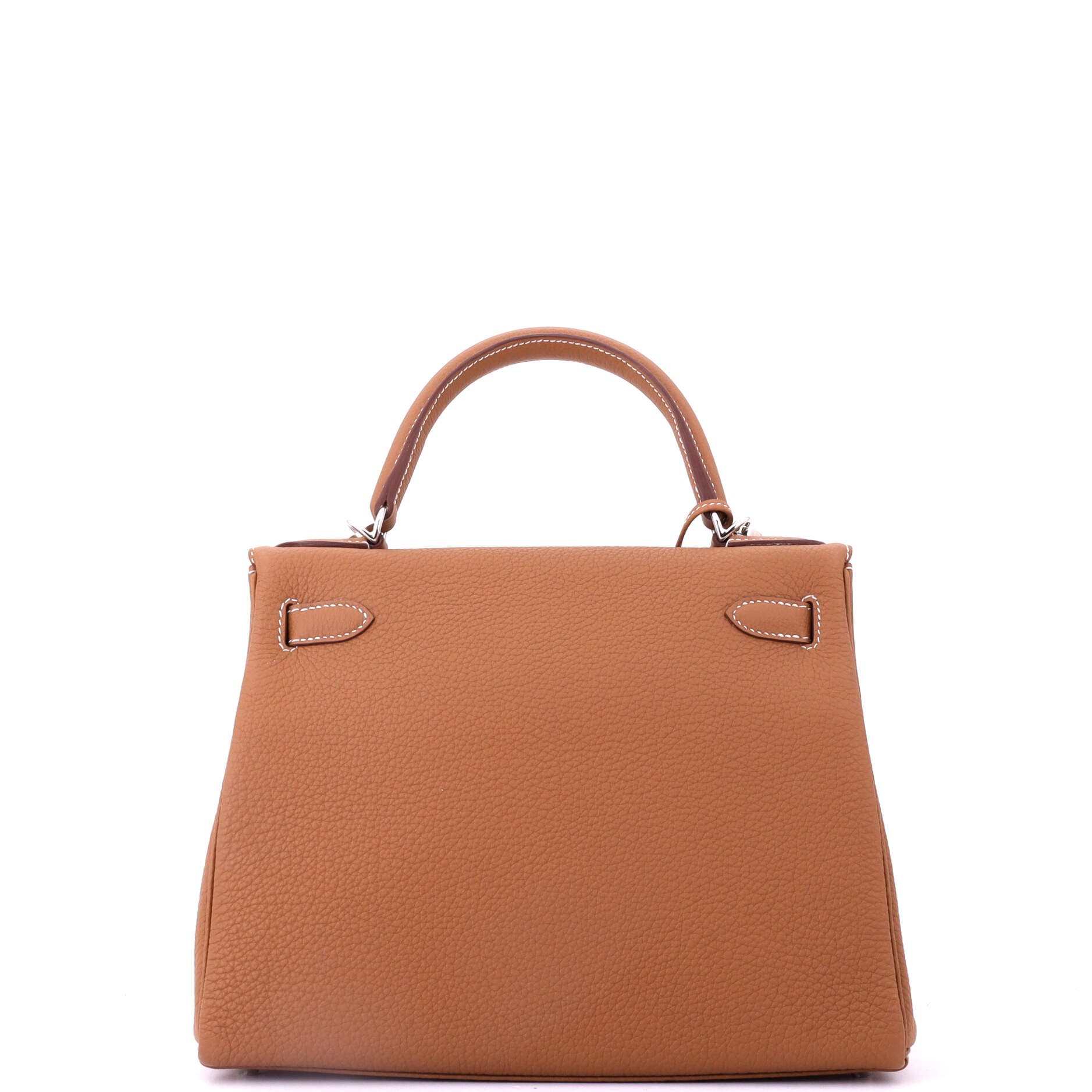 Pre-Owned Hermes Kelly Handbag Brown Togo with Palladium Hardware 28, Alternate, color, Gold