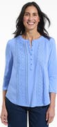 Lands' End 3/4 Sleeve Lightweight Jersey Embellished Top
