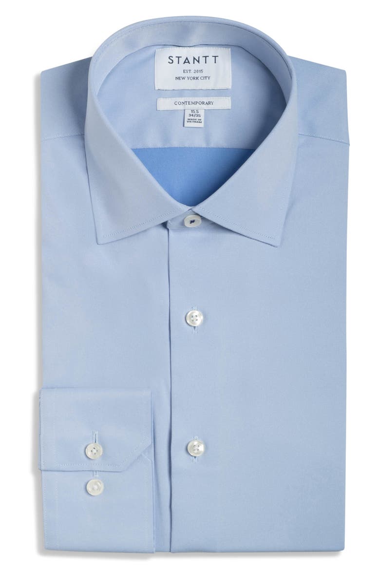 Contemporary Fit Performance Twill Dress Shirt, Main, color, LIGHT BLUE