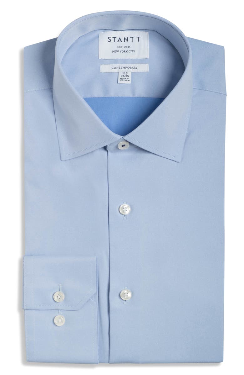 Stantt Contemporary Fit Performance Twill Dress Shirt, Main, color, Light Blue