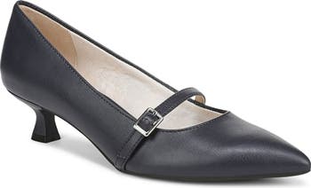Madelyn Mary Jane Pointed Toe Kitten Heel Pump