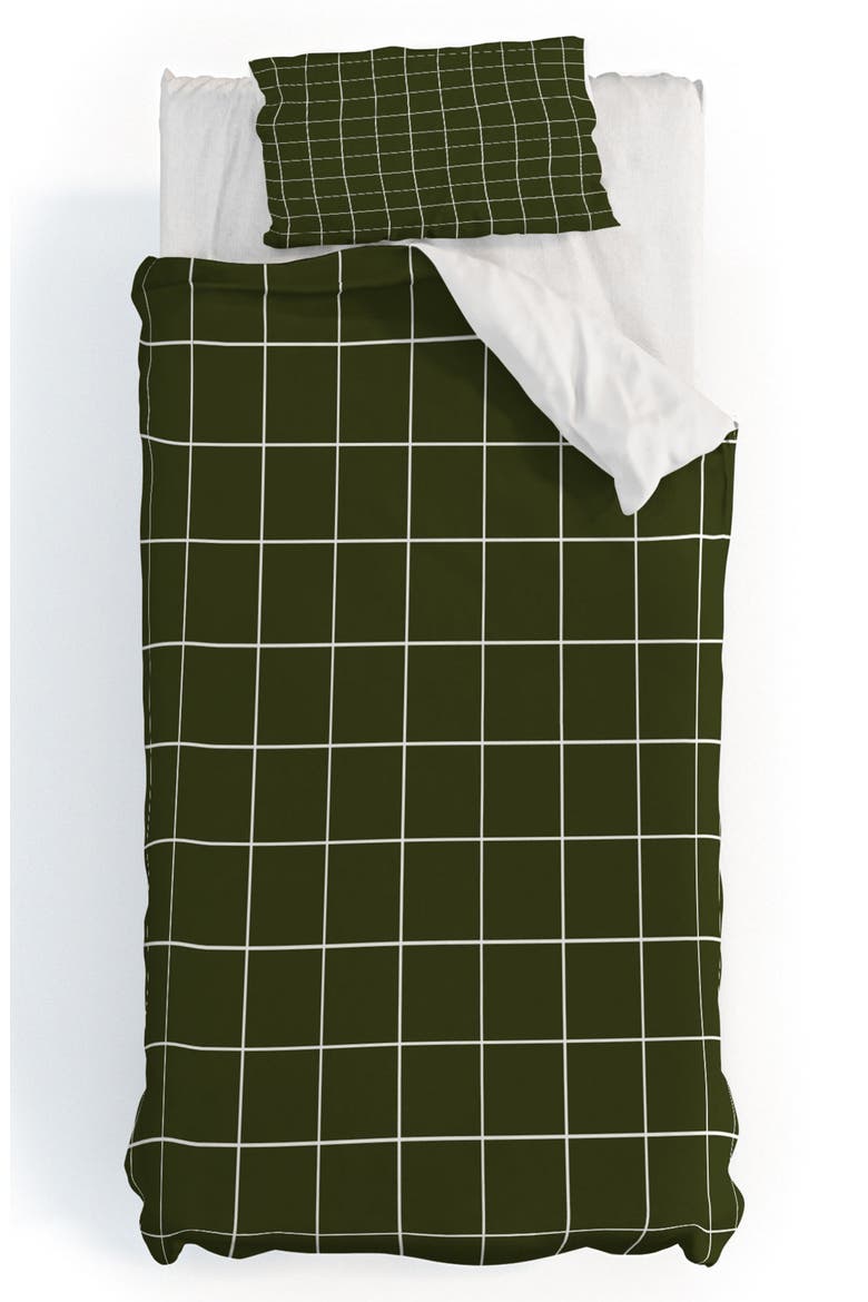 Grid Duvet Cover & Shams Set, Alternate, color, GREEN