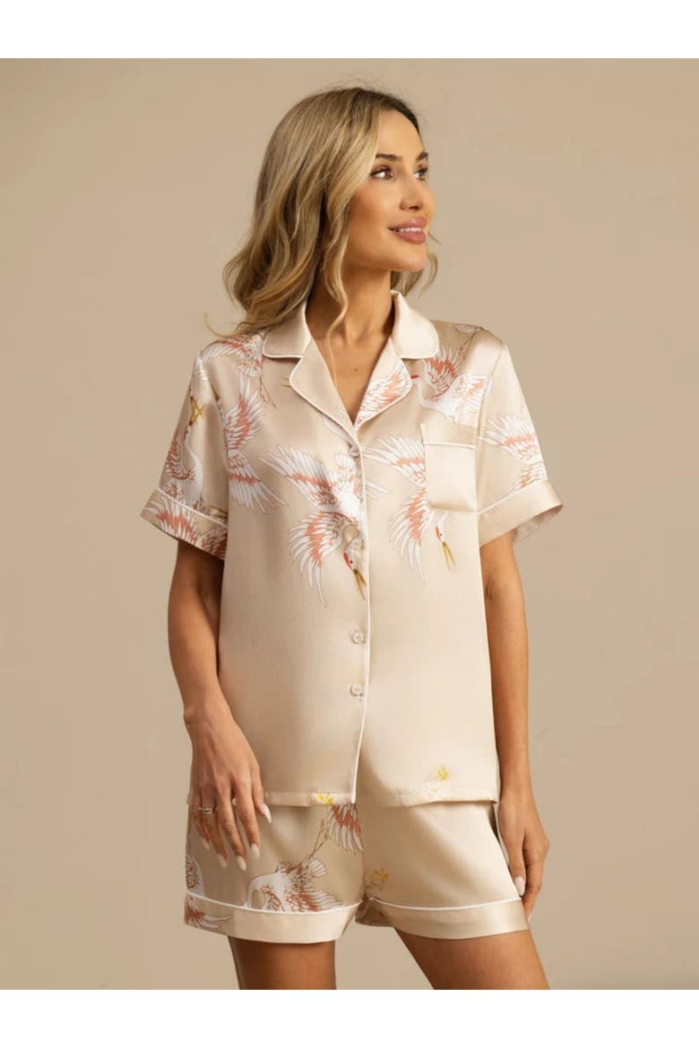 Pure Silk Short Pajamas, Alternate, color, Champagne