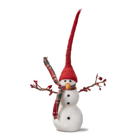 Charming Small Snowman Figurine with Branch Arms for Christmas