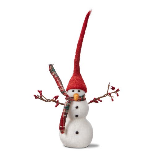 Tag Charming Small Snowman Figurine With Branch Arms For Christmas In Multi