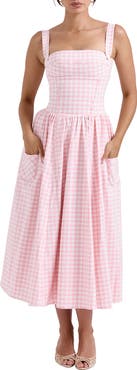 HOUSE OF CB Vivien Gingham Midi Dress