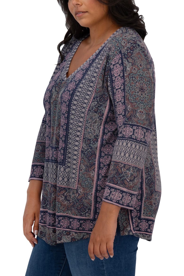 Border Print Top, Alternate, color, MAROON MULTI