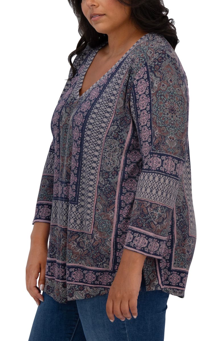 Lucky Brand Border Print Top, Alternate, color, Maroon Multi