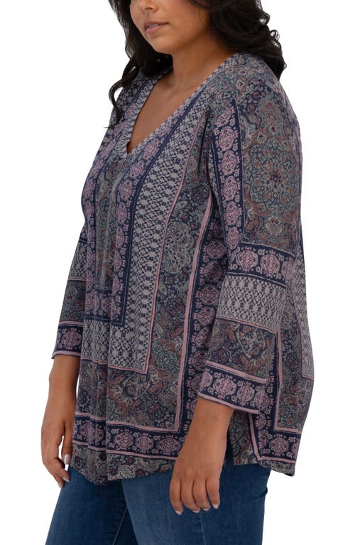 Lucky Brand Border Print Top In Black